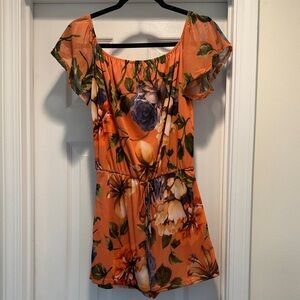 Floral Orange Women's Romper